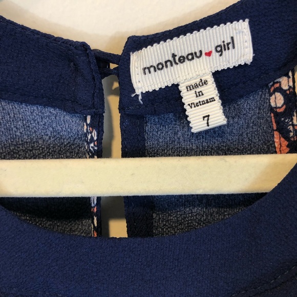 3/$25 Monteau Girl Navy Floral Maxi Dress, Size 7 - Picture 6 of 7